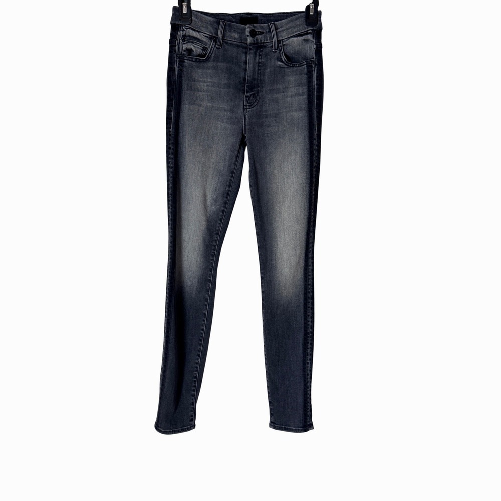 Mother Women 25 Jeans High Waisted Looker Miss Moody Two Shoes Racer Gray Skinny